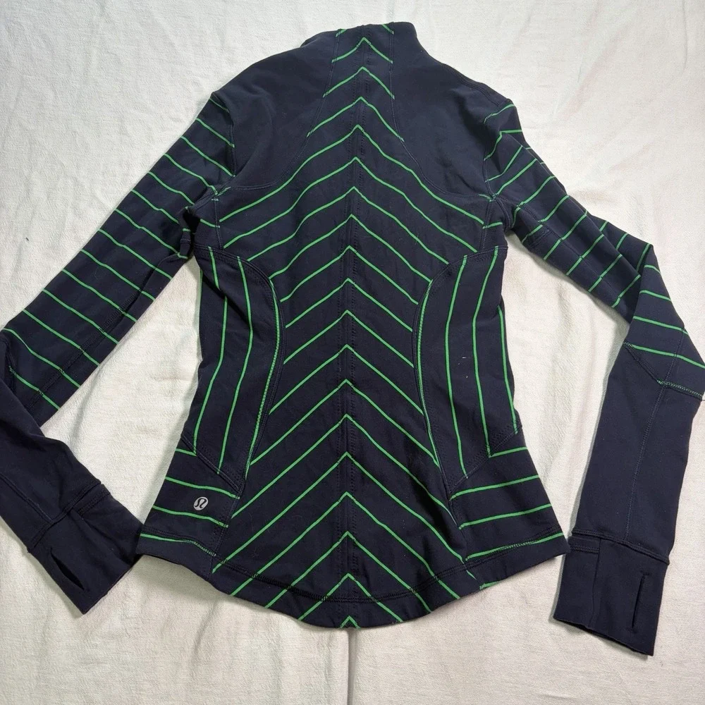 Vintage‎ Lululemon Forme Jacket Slalom Stripe Inkwell Green Bean-XS/S